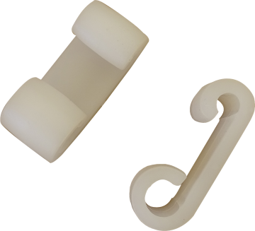 Dubbele haak voor elastiek - 10 / 6mm - Wit