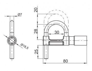 Beugelslot hangslot - 8mm vierkant sleutel KW8