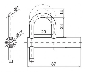Beugelslot - hangslot T9 driehoek sleutel