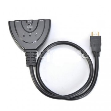 Triangle Style 3-Port 1080P HDMI V1.3b Mini Switch HUB Black
