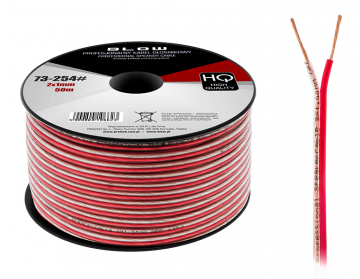 HQ luidsprekerkabel 2 x 1.00 mm transparant/rood op rol 50 meter