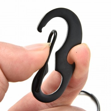 Karabijnhaak / sleutelhanger met fles opener - Zwart