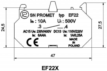 NO contactelement - 22mm - Voor noodstop schakelaars