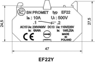 NC contactelement - 22mm - Voor noodstop schakelaars