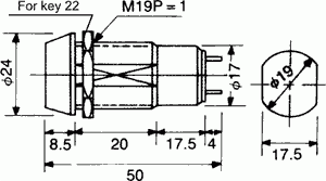Schakelaar met sleutel - Ø19mm / 50mm - ON-ON