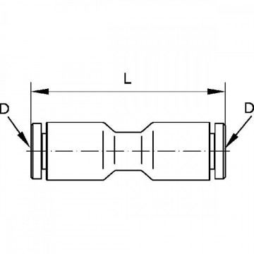 Rechte pneumatische insteekkoppeling - 6 bar - 12mm - Kunststof 