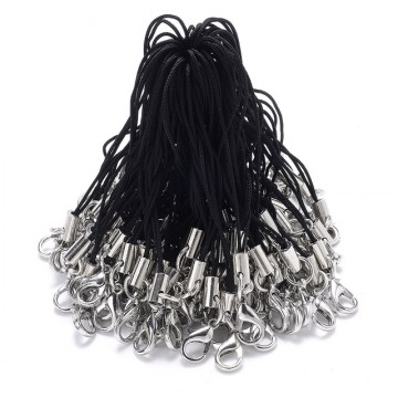 Bandje met sleutelring - 55mm - Zilver / zwart - 10 stuks