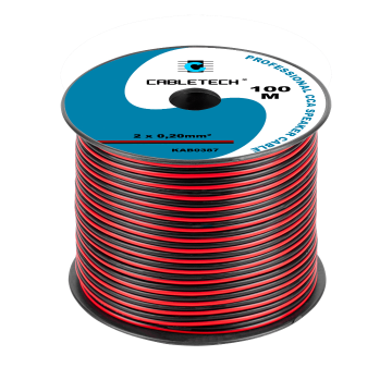 CCA luidsprekerkabel - 2 x 0.20mm zwart/rood - 100 meter op rol