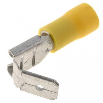 Kabelschoen Vlakstekker 100 stuks - Geel - Insteekbreedte 4 tot 6.3 mm Insteekdikte 0.8 mm