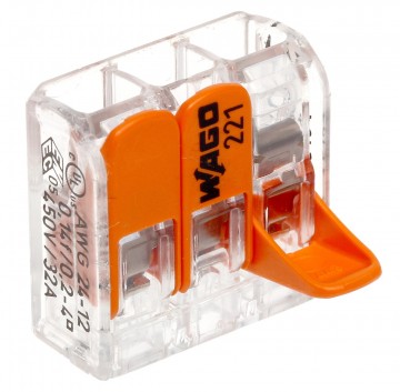 Wago verbindingsklem 3-VOUDIG 0,2-4 MM² - Doorvoerconnector per stuk