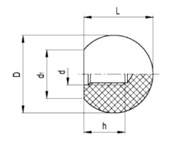 Kogelknop Ø 32mm - M6 14.5mm - DIN 319 - Zwart glans