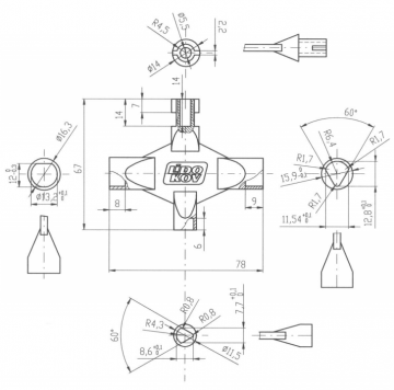 Universele multi vierkant / driehoek sleutel - LK62