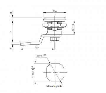 M22 kantelslot   18mm   ip65 2