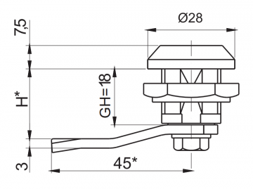 180 graden - Locker slot - 21mm - gelijke sleutels - 1333