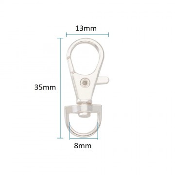 2x mini swivel karabijnhaak - ZILVER - 35mm
