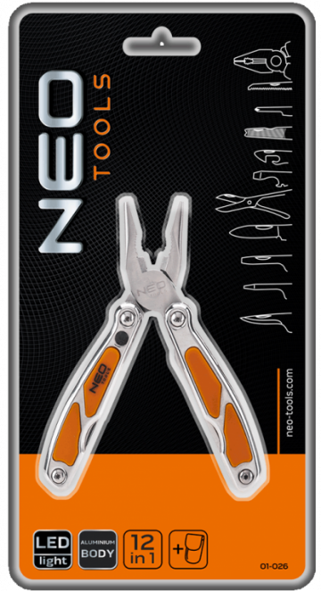 Multitool Aluminium 12-in-1 met ingebouwde LED lamp