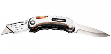 Professioneel Trapezium Mes Inklapbaar met Beschermings Handgreep + Nylon Tasje