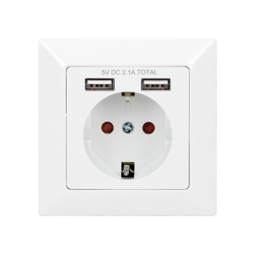 Inbouwstopcontact - 2x USB - 2.1A - 80 x 80cm