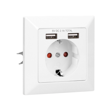 Inbouwstopcontact - 2x USB - 2.1A - 80 x 80cm