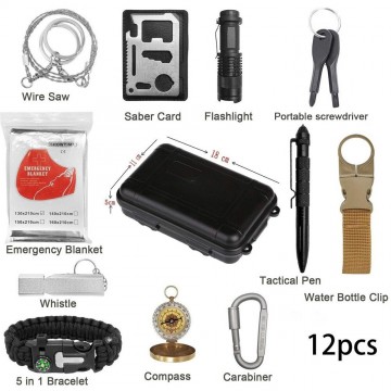12 in 1 premium survivalkit - Met opbergdoos