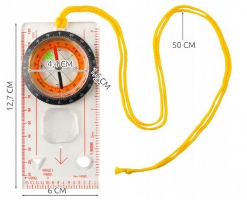 Kaart kompas - Met liniaal en vergrootglas