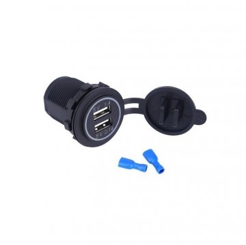Inbouw USB auto lader - 2 poort - waterdicht