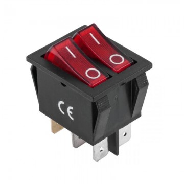 Dubbele ON-OFF schakelaar - 250V - 15A - Rood