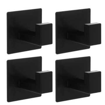 Aluminium ophang haken - Zelfklevend - Zwart - 4 stuks
