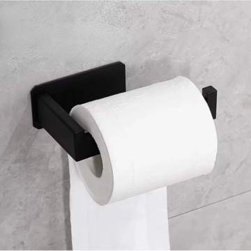 RVS toiletrol houder - Zelfklevend - Mat zwart