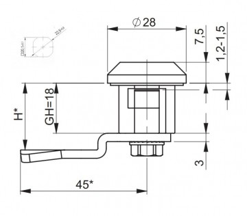 180 graden - Locker slot - 29mm - RAL 9005