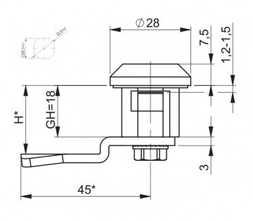 Locker slot - 90 graden - 28mm - gelijke sleutels - 1333 - Grijs