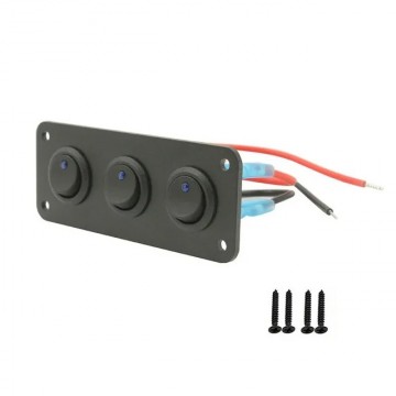 Inbouwschakelaars met bevestigingsplaat - 3 knoppen - 12V