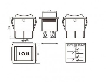 Push schakelaar - 3 Standen - 250V 16A - SP3T