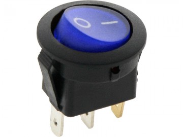 Schakelaar - blauw - 250 volt - 6A - verlicht rond - 3 pins