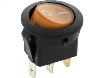 Schakelaar - geel - 250 volt - 6A - verlicht rond - 3 pins