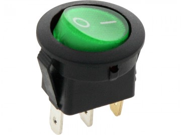 Schakelaar - groen - 12 volt - 35A - verlicht rond - 3 pins