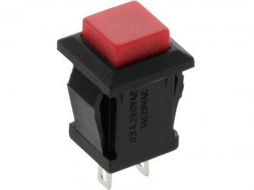 Schakelaar Push-Button 2 Polig - 1-3A 250-125V - Rood Vierkant