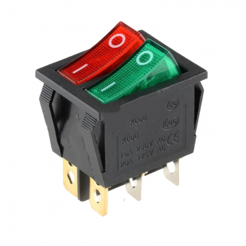 Dubbele ON-OFF schakelaar - 250V - 16A - Rood / groen