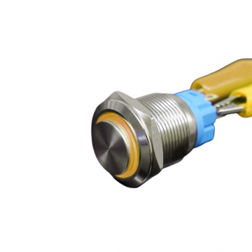 Drukschakelaar met verlichting - Met socket - ON/OFF - 16mm - 12V - Geel