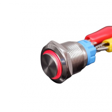 Drukschakelaar met verlichting - Met socket - ON/OFF - 16mm - 12V - Rood