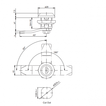 Locker slot - Kantelslot - 18mm - gelijke sleutels