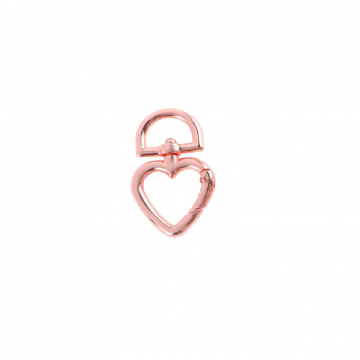 Hart sleutelhanger - Met veersluiting en swivel - 47mm - Rose gold
