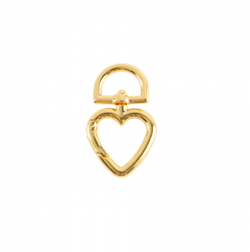 Hart sleutelhanger - Met veersluiting en swivel - 47mm - Geelgoud