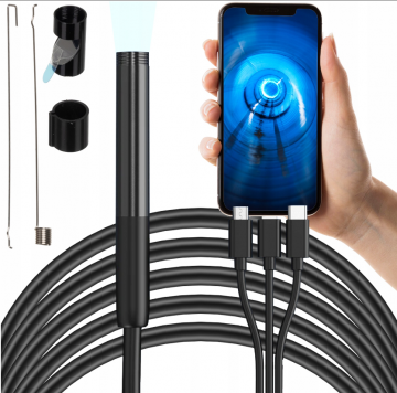 Endoscoop 2 meter - Micro USB + USB-C + Lightning - Ø8mm