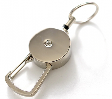 Sleutelhanger met koord - karabijnhaak uittrekbaar - metaal zilver