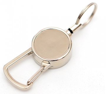 Sleutelhanger met koord - karabijnhaak uittrekbaar - metaal zilver