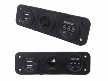 Accu voltmeter + 2 USB poorten - Met 12V sigarettenplug
