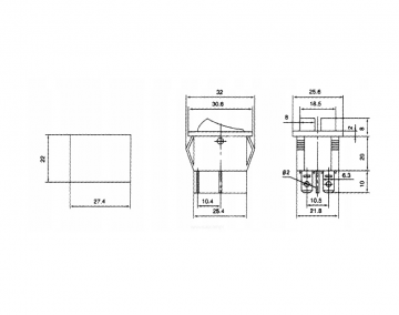 Dubbele ON-OFF schakelaar - 250V - 16A - Rood / groen