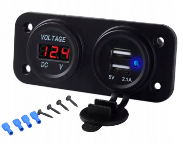 Accu voltmeter + 2 USB poorten - PLS37B