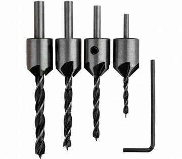 HSS verzinkboren set - 4 delig - Met inbussleutel